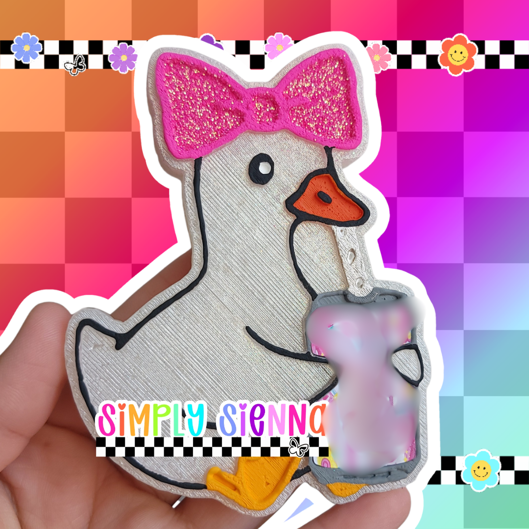 Cute Goose With Bow And Drink Soda Can - FRESHIE