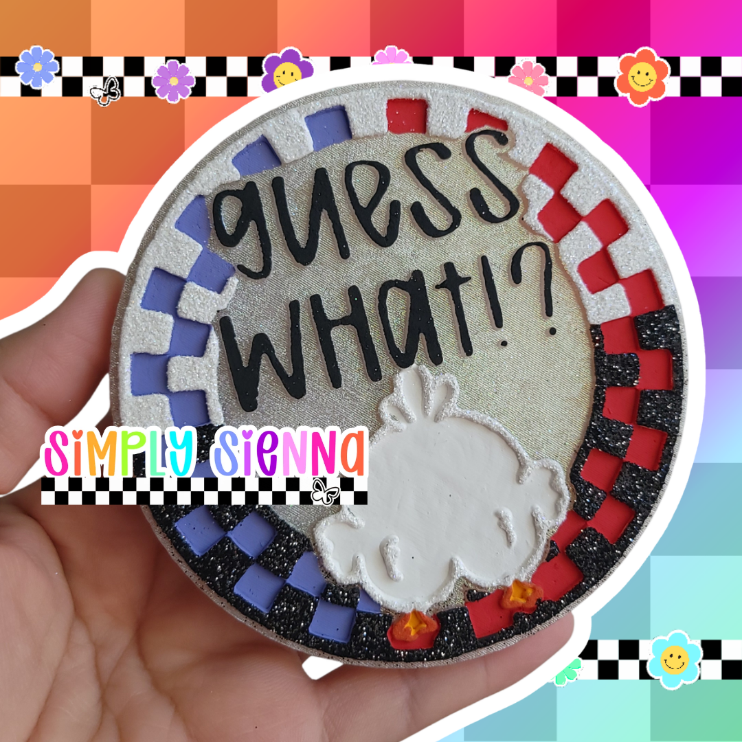 Guess What? Chicken Butt Checkered Round - FRESHIE