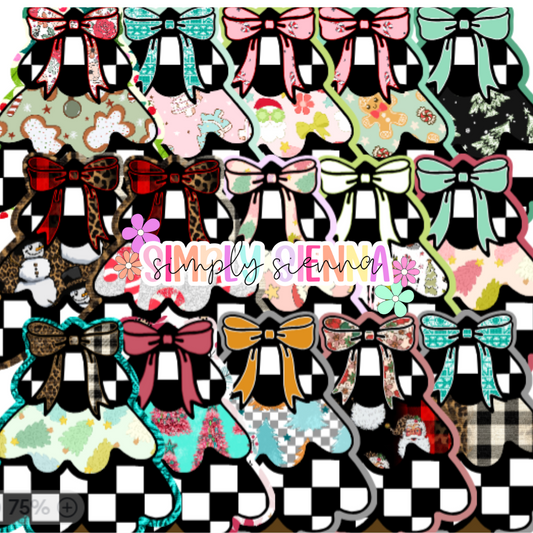 Checkered Tree With Bow - NATOLLIE CREATIONS