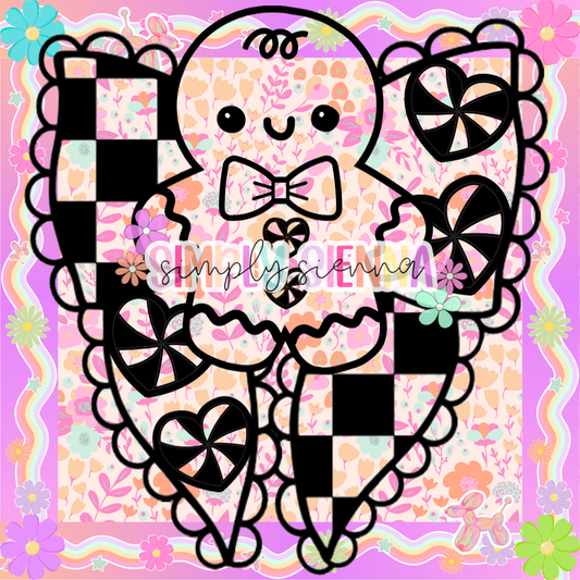 Gingy Scallop Edge Half Checkered Bow PNG