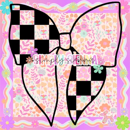 Half Checkered Bow PNG
