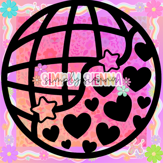 Heart Print Disco Ball PNG