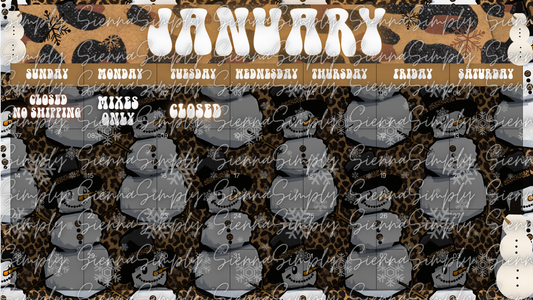 January Snowman Calendar Template version 2