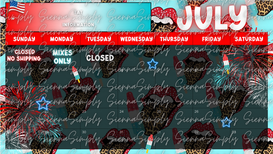 July Bomb Pop Calendar Template version 1