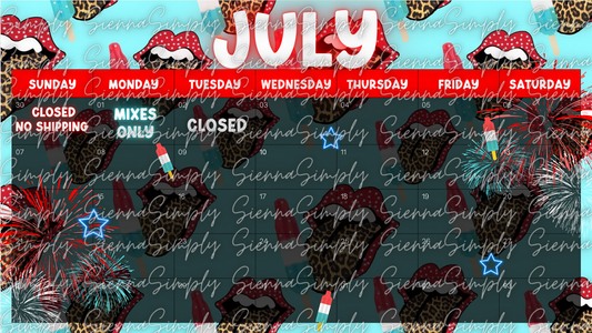 July Bomb Pop Calendar Template version 2