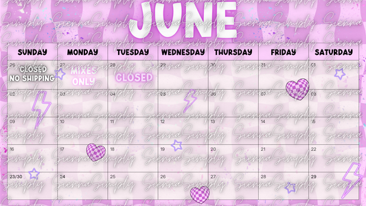 June Purple Checkered Calendar Template version 2