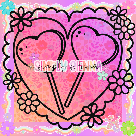 Laced Heart With Lollipops PNG