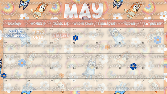 May Blue Dog Calendar Template version 2
