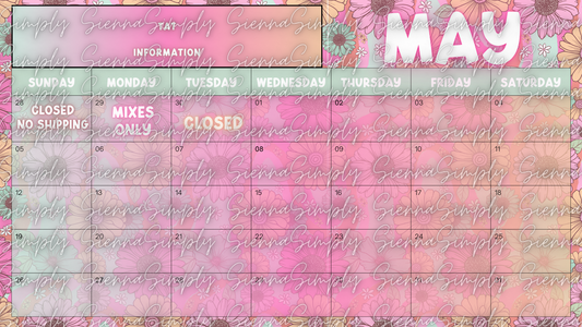 May Floral Calendar Template version 1