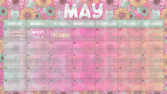May Floral Calendar Template version 2