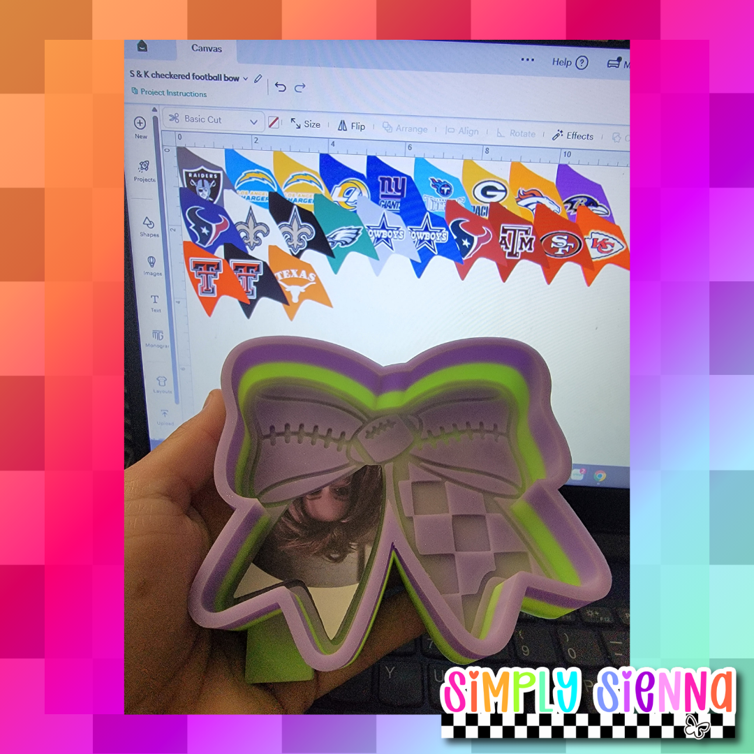 Football Bow Checkered - S&K MOLDS