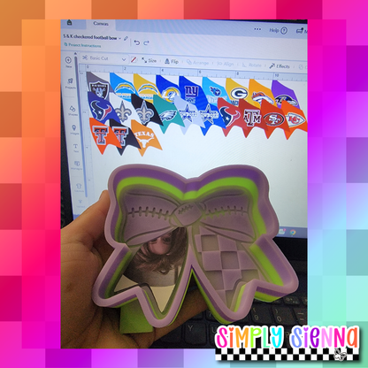 Football Bow Checkered - S&K MOLDS