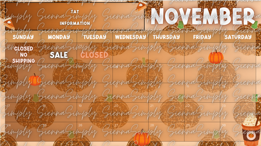 November Pumpkins Calendar Template version 1