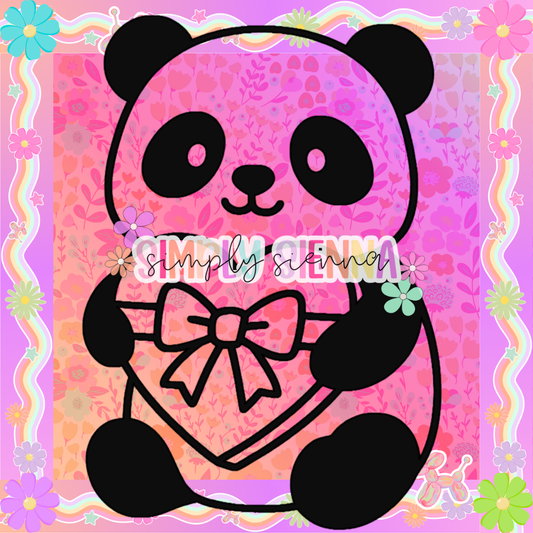 Panda With Heart Box PNG