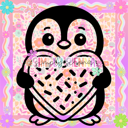 Penguin & Heart Cookie PNG