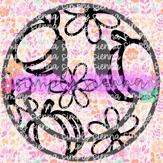 Floral Pumpkin Smiley PNG