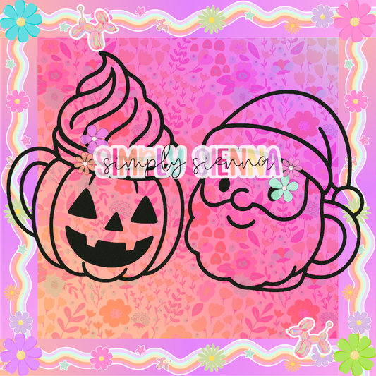 PUMPKIN & SANTA MUGS PNG