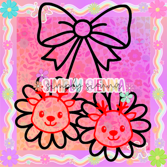 REINDEER CHERRY DAISIES PNG