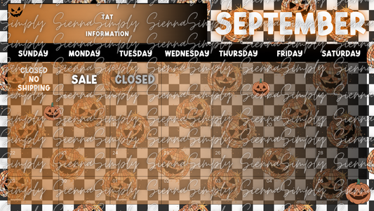 September Disco Pumpkin Calendar Template version 1
