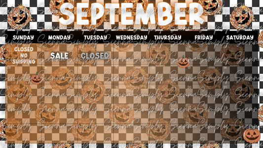 September Disco Pumpkin Calendar Template version 2