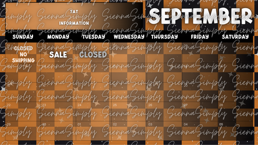 September Orange Checker Calendar Template version 1