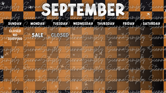 September Orange Checker Calendar Template version 2