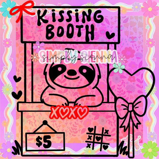 SLOTH KISSING BOOTH PNG
