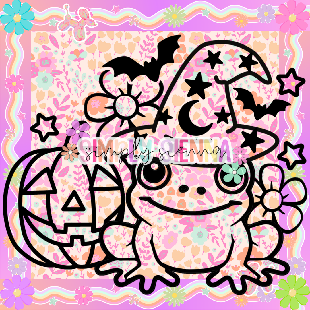 Witchy Frog & Pumpkin PNG