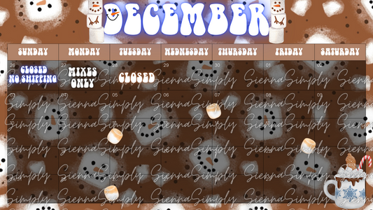 December Hot Cocoa Calendar Template version 2